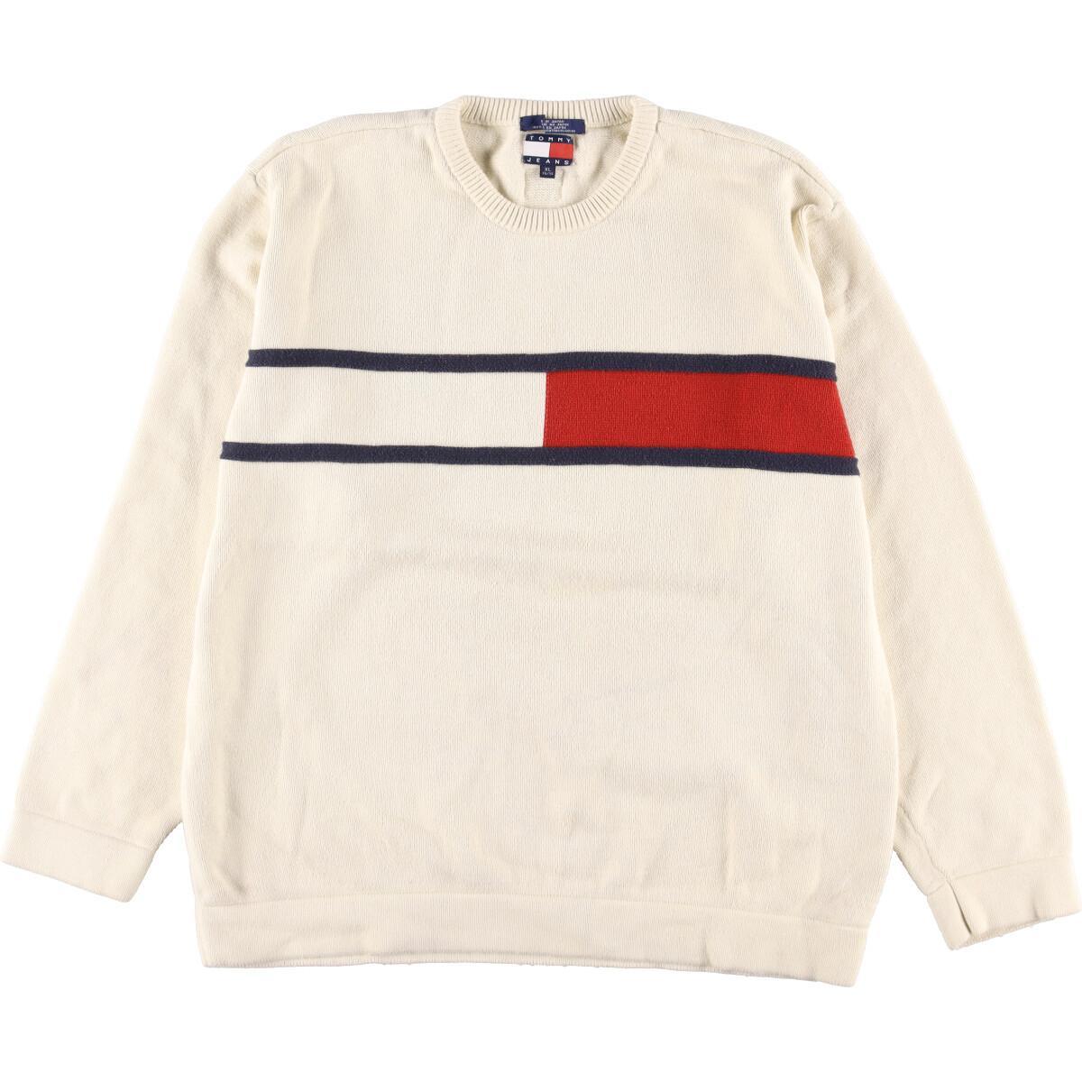 古着 90年代 トミーヒルフィガー TOMMY HILFIGER JEANS コットンニットセーター 日本製 メンズXL ヴィンテージ /eaa270552 【中古】 【221027】 【SS2312】