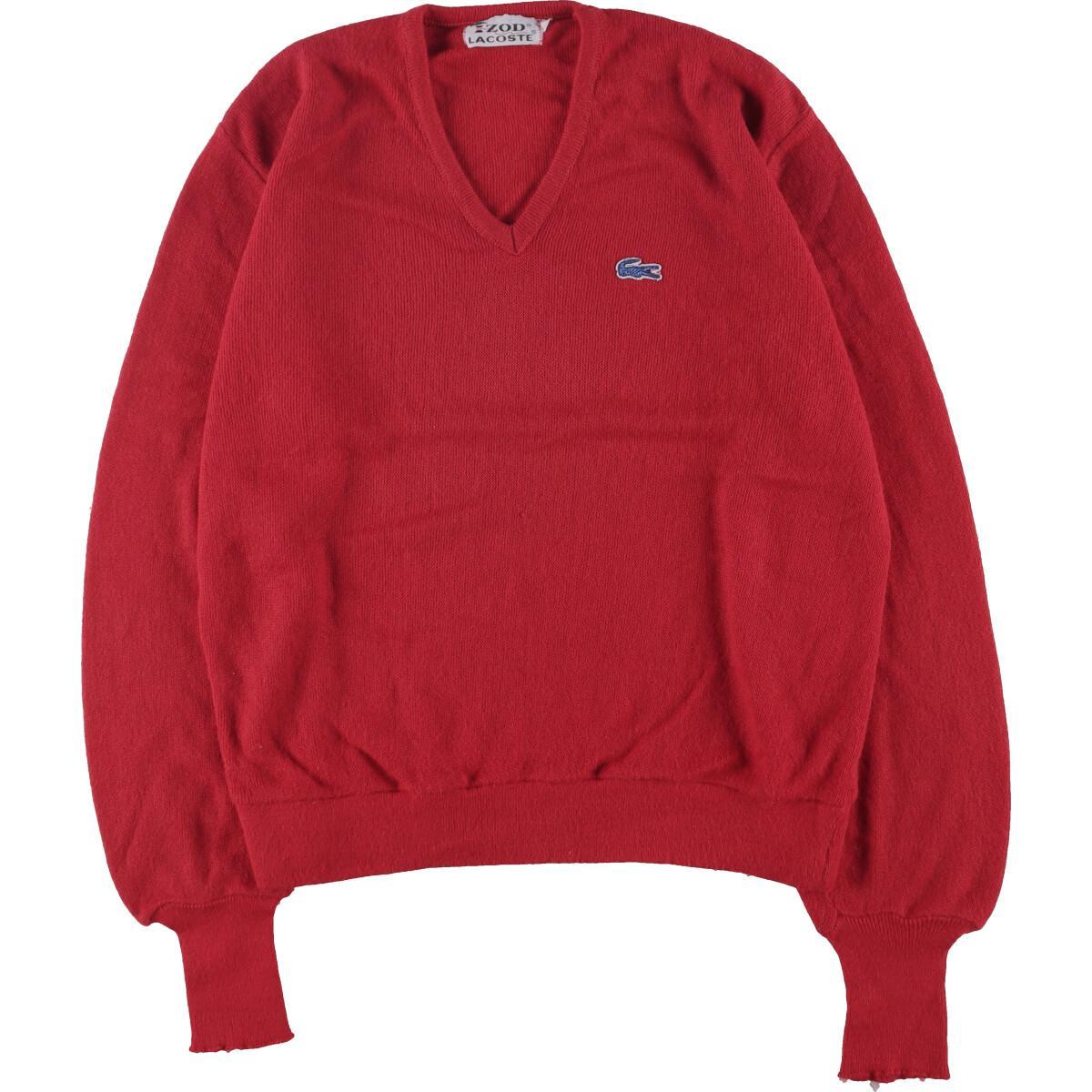 古着 70年代 ラコステ LACOSTE IZOD Vネック アクリルニットセーター USA製 メンズM ヴィンテージ /eaa276495 【中古】 【220813】