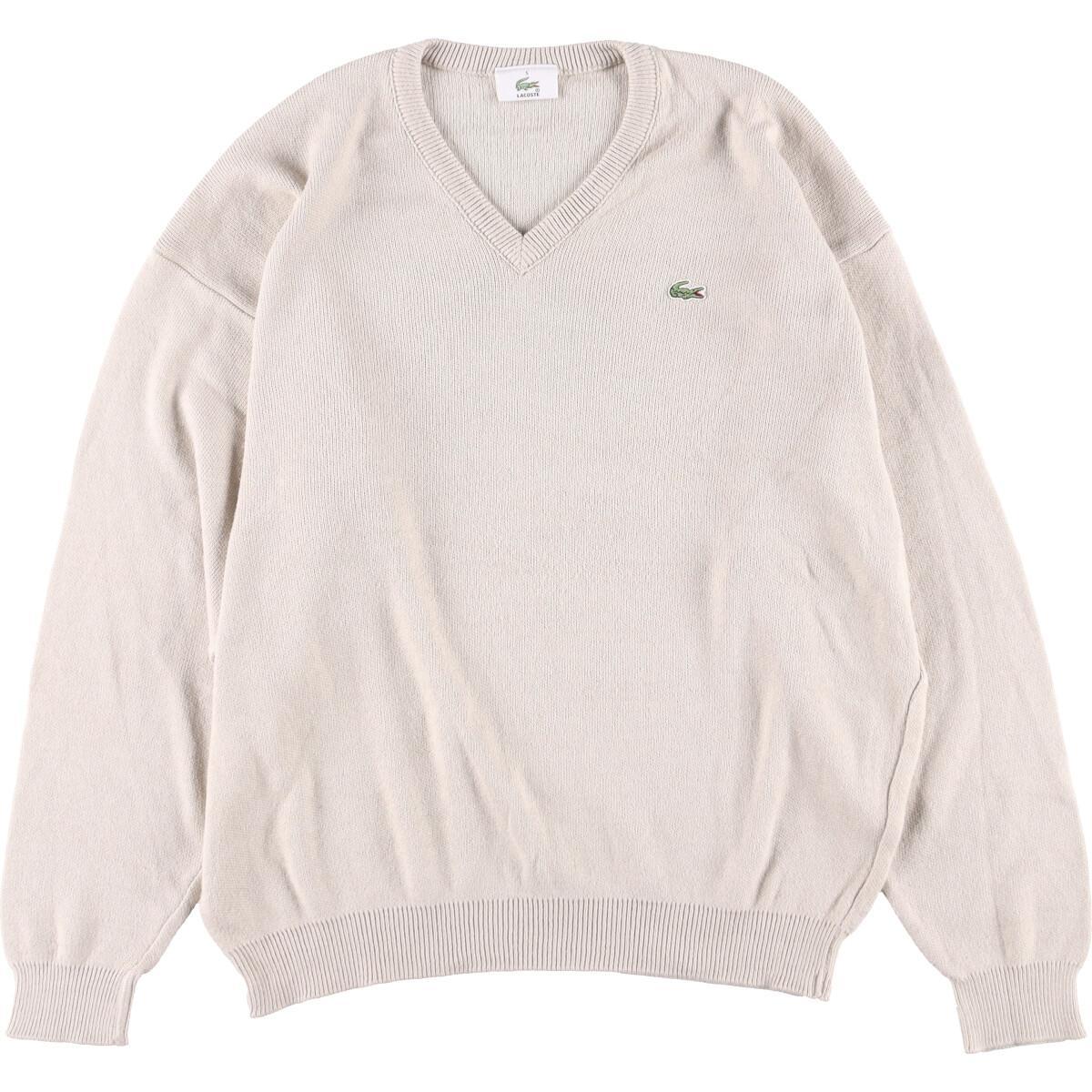 古着 ラコステ LACOSTE Vネック コットン×アクリルニットセーター 5 メンズM /eaa277542 【中古】【S2209】 【220821】