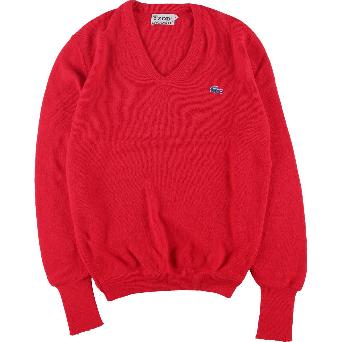 古着 70年代 ラコステ LACOSTE IZOD Vネック アクリルニットセーター メンズM ヴィンテージ /eaa280845 【中古】 【220826】