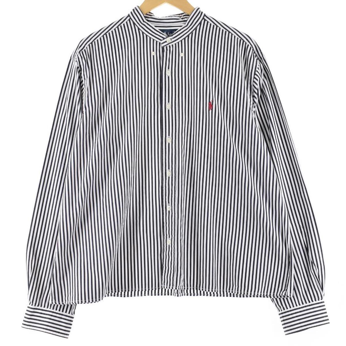 古着 JAMリメイク ルーズトップス ラルフローレン Ralph Lauren CLASSIC FIT クラシックフィット ストライプ柄 スタンドカラーシャツ メンズXL /eaa284519 【中古】 【220908】のサムネイル