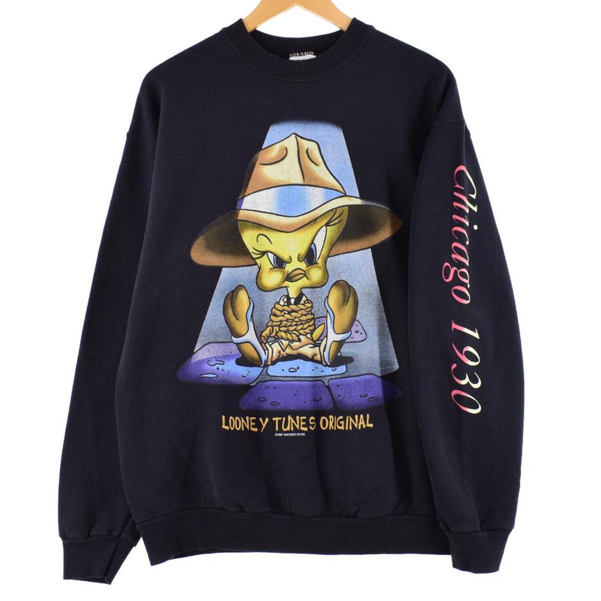 古着 90年代 スクリーンスターズ SCREEN STARS LOONEY TUNES TWEETY トゥイーティー 袖プリント キャラクタースウェットシャツ トレーナー USA製 メンズXL ヴィンテージ /eaa295518 【中古】 【221212】