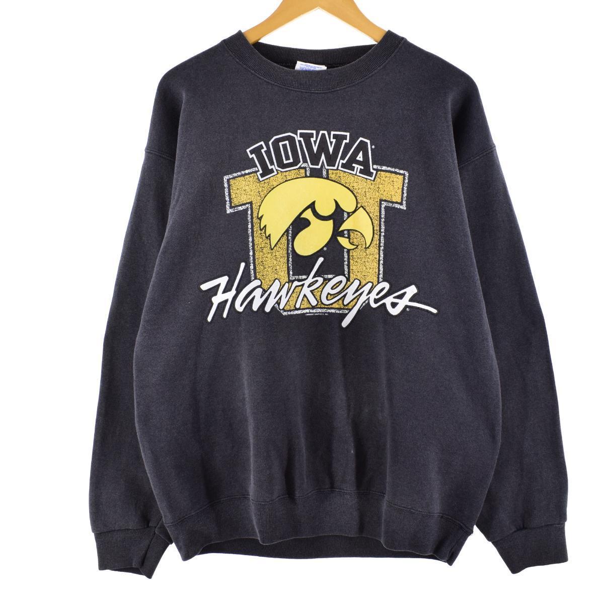 古着 90'S SANTEE IOWA アイオワ大学 アイオワ ホークアイズ フットボール カレッジスウェットシャツ ..