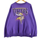 古着 LOGO7 NFL MINNESOTA VIKINGS ミネソタバイキングス プリントスウェットシャツ トレーナー USA製 メンズXXL /eaa308031 【中古】 【230128】 【SS2309】