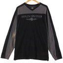 古着 ハーレーダビッドソン Harley-Davidson 両面刺? Vネック ロングTシャツ ロンT メンズL /eaa317050 【中古】 【230408】