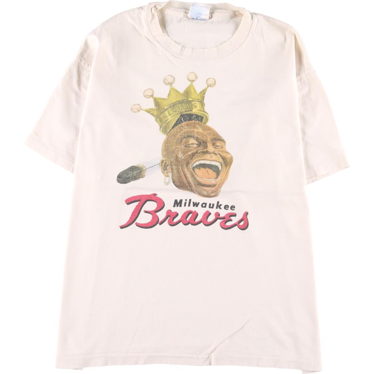 古着 90年代 ヘインズ Hanes MLB ATLANTA BRAVES アトランタブレーブス スポーツプリントTシャツ USA製 メンズXL ヴィンテージ /eaa319798 【中古】 【230318】