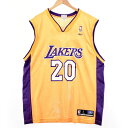 古着 リーボック Reebok NBA LOS ANGELES LAKERS ロサンゼルスレイカーズ Vネック メッシュタンクトップ ゲームシャツ メンズXL ...