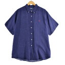 古着 ラルフローレン Ralph Lauren CUSTOM FIT 半袖 リネン ボタンダウンシャツ メンズXL /eaa323264 【中古】 【230331】 【SS2309】