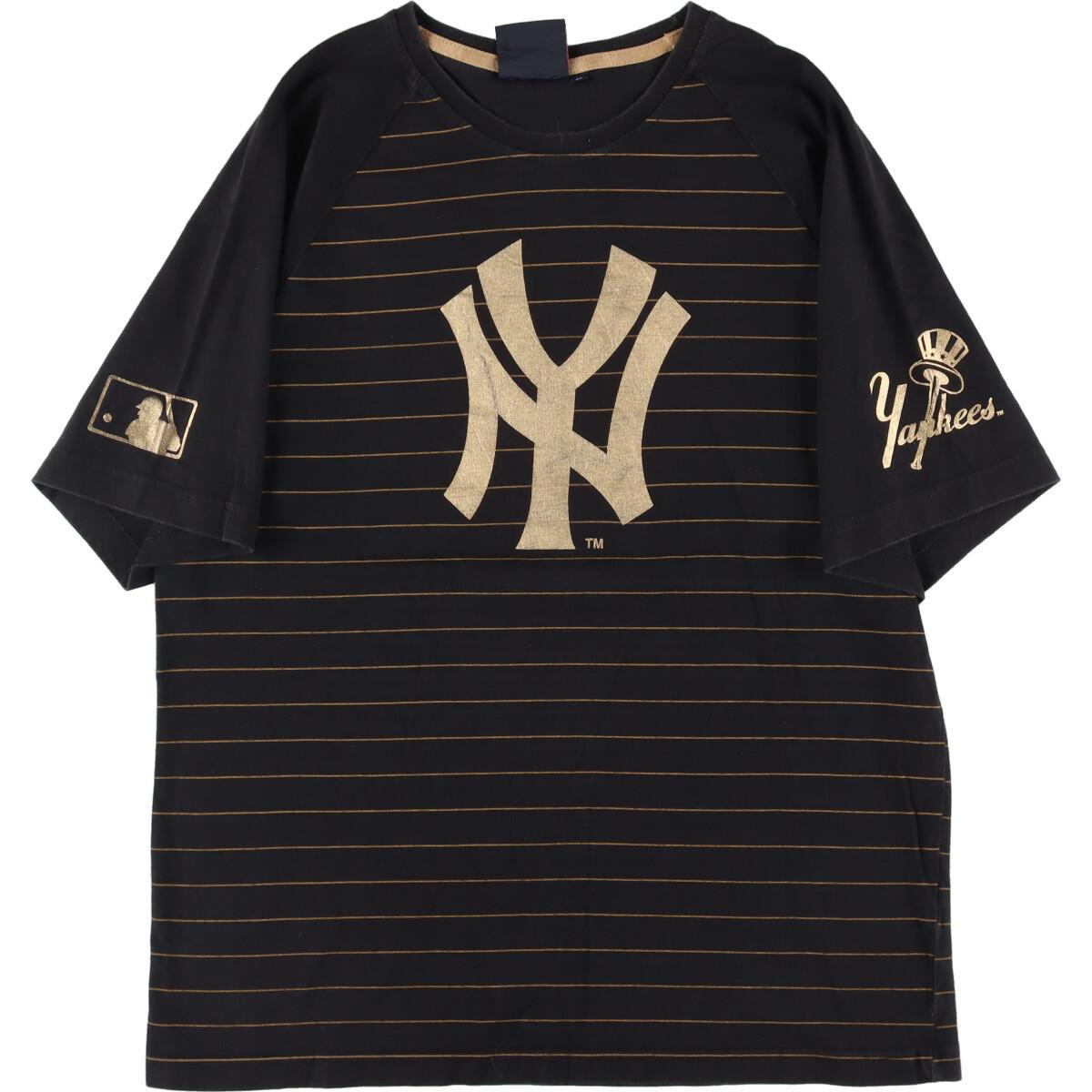 古着 COOPERSTOWN MLB NEW YORK YANKEES ニューヨークヤンキース ボーダー柄 袖プリント スポーツプリントTシャツ メンズM /eaa327391 【中古】 【230413】
