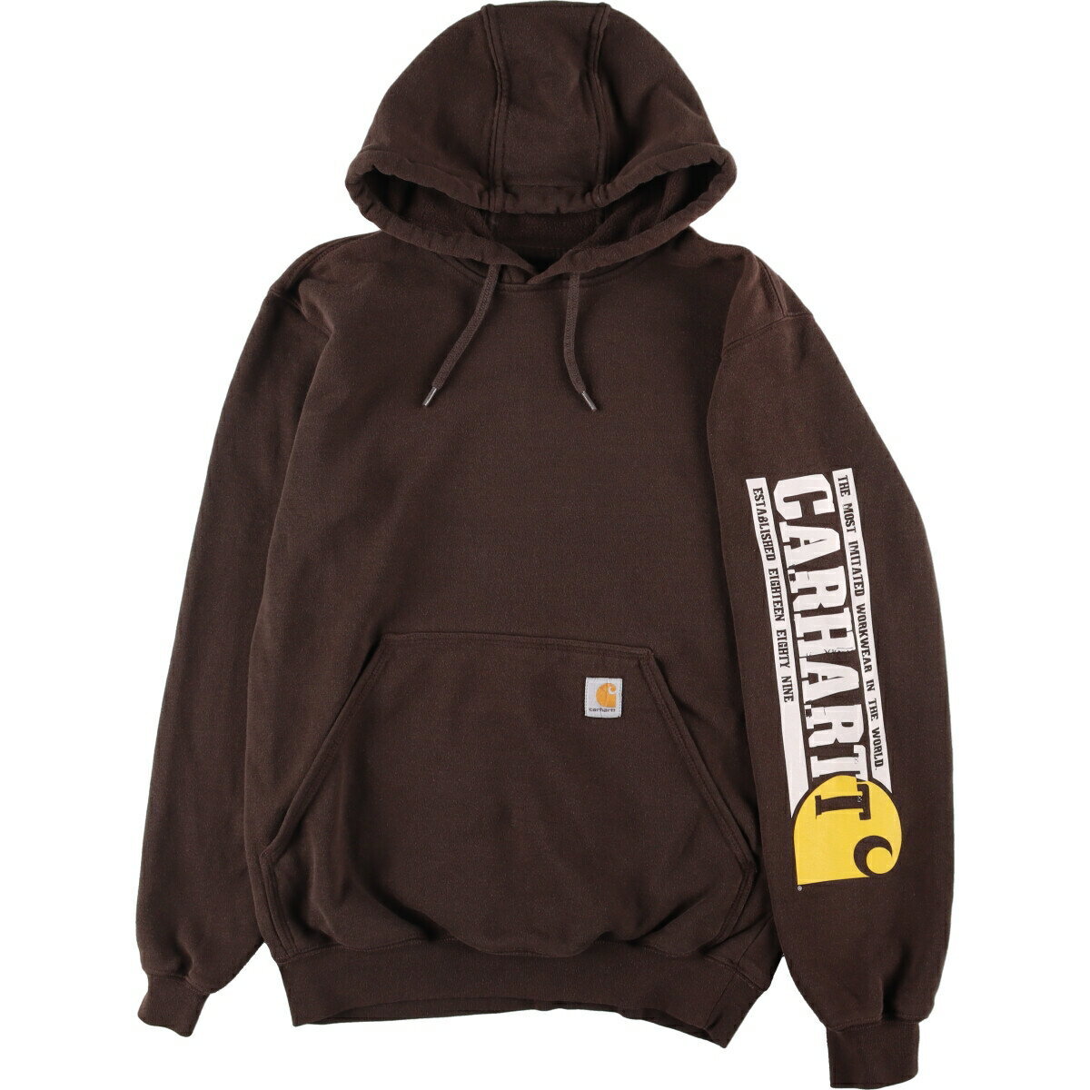 古着 カーハート Carhartt ORIGINAL FIT 袖プリント スウェットプルオーバーパーカー レディースL /eaa329687 【中古】 【230428】【エルル】 【SS2406】