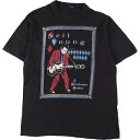 古着 80 039 S NEIL YOUNG ニールヤング Summer Tour 039 83 両面プリント バンドTシャツ バンT メンズS ヴィンテージ /eaa334510 【中古】 【230508】 【SS2309】