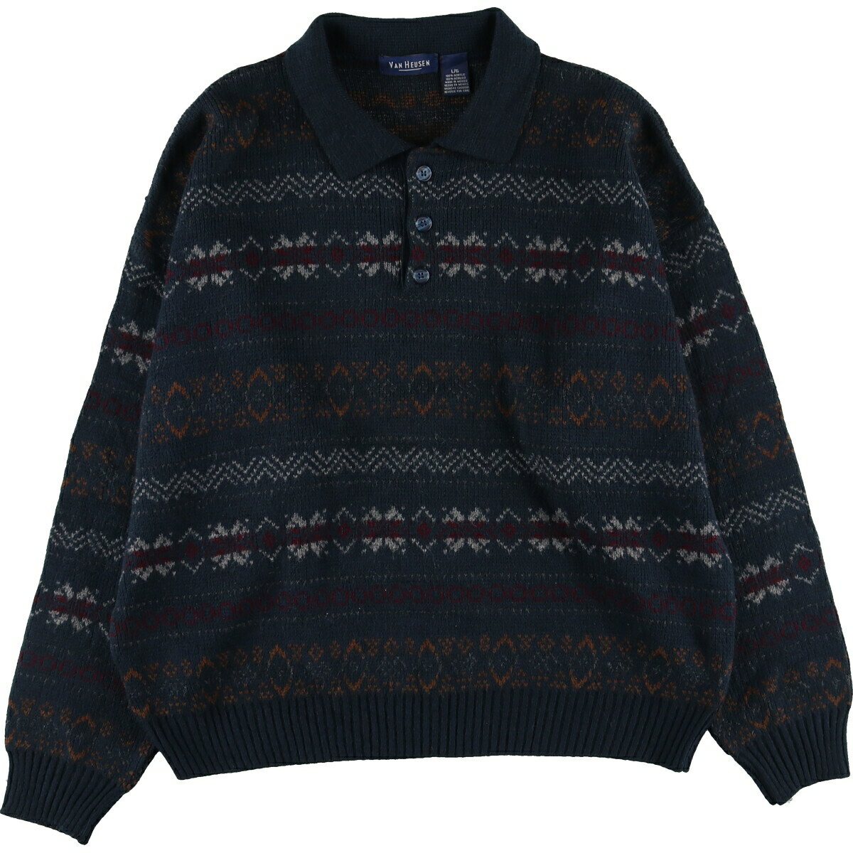 古着 VAN HEUSEN 総柄 アクリルニットセーター メンズXL /eaa336977 【中古】 【231006】 【SS2406】