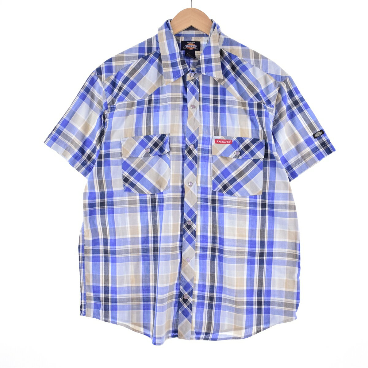 古着 ディッキーズ Dickies チェック柄 半袖 ウエスタンシャツ メンズM /eaa337217 【中古】 【230604】 ss2503_30