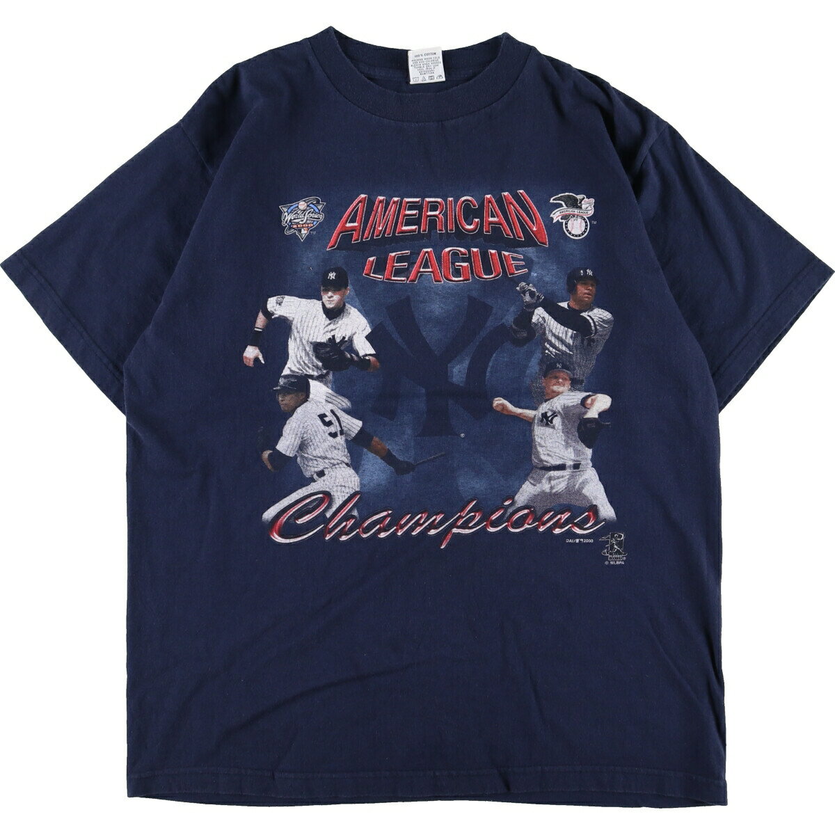 古着 TRUE FAN MLB NEW YORK YANKEES ニューヨークヤンキース World Series Champions スポーツプリントTシャツ メンズL /eaa337534 【中古】 【230526】 【SS2309】