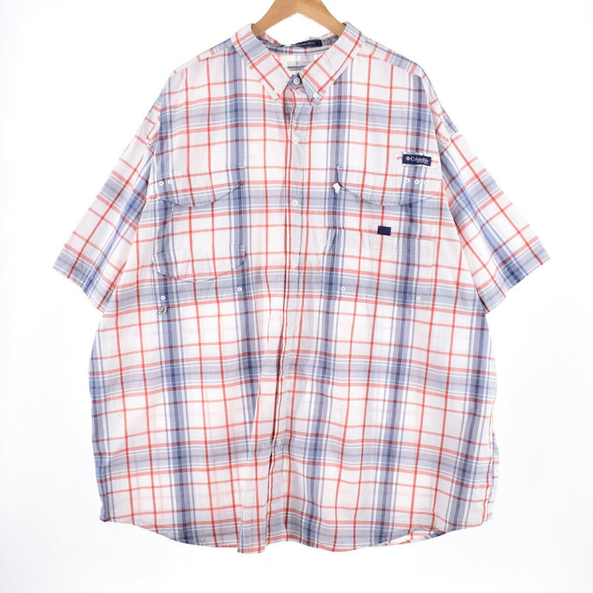 古着 ビックサイズ コロンビア Columbia PFG 半袖 チェック柄 フィッシングシャツ メンズXXXL /eaa337695 【中古】 【230521】【エルル】 【SS2309】