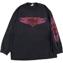 古着 WARNER BROTHERS MOVIE WORLD SUPERMAN スーパーマン 袖プリント ロングTシャツ ロンT メンズM /eaa343010 【中古】 【230612】