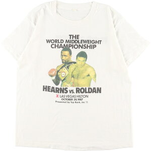 古着 80'S UNKNOWN WBC THOMAS HEARNS vs JUAN ROLDANトーマスハーンズ フアンロルダン 両面プリント プリントTシャツ メンズM ヴィンテージ /eaa360873 【中古】 【230811】