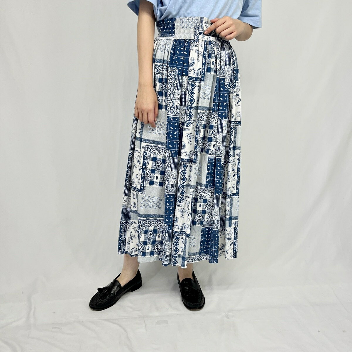 古着 バンダナ柄 ロング ギャザースカート レディースM /eaa360920 【中古】 【230811】 【エルル】 ss2501_50