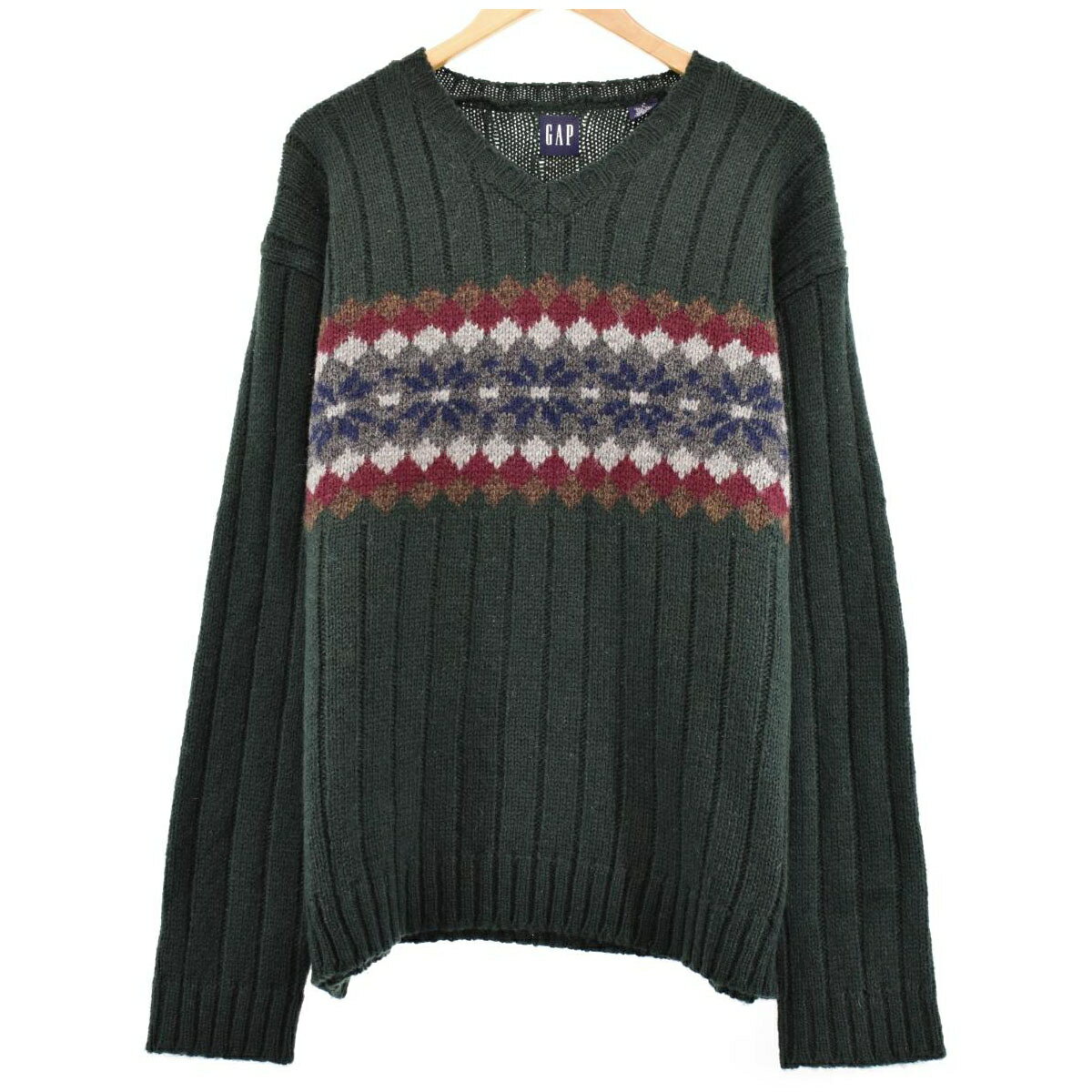 古着 90'S ギャップ GAP オールドギャップ 総柄 幾何学柄 ウールニットセーター メンズXL ヴィンテージ /eaa365069 【中古】 【231016】 【SS2403】