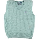 古着 ラルフローレン Ralph Lauren POLO by Ralph Lauren ケーブル編み Vネック シルクニットベスト メンズM /eaa365168 【中古】 【231020】