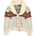 古着 JANDY PLACE 総柄 ネイティブ柄 ショールカラー アクリルニットカーディガン メンズL /eaa365851 【中古】 【231018】 ss2...