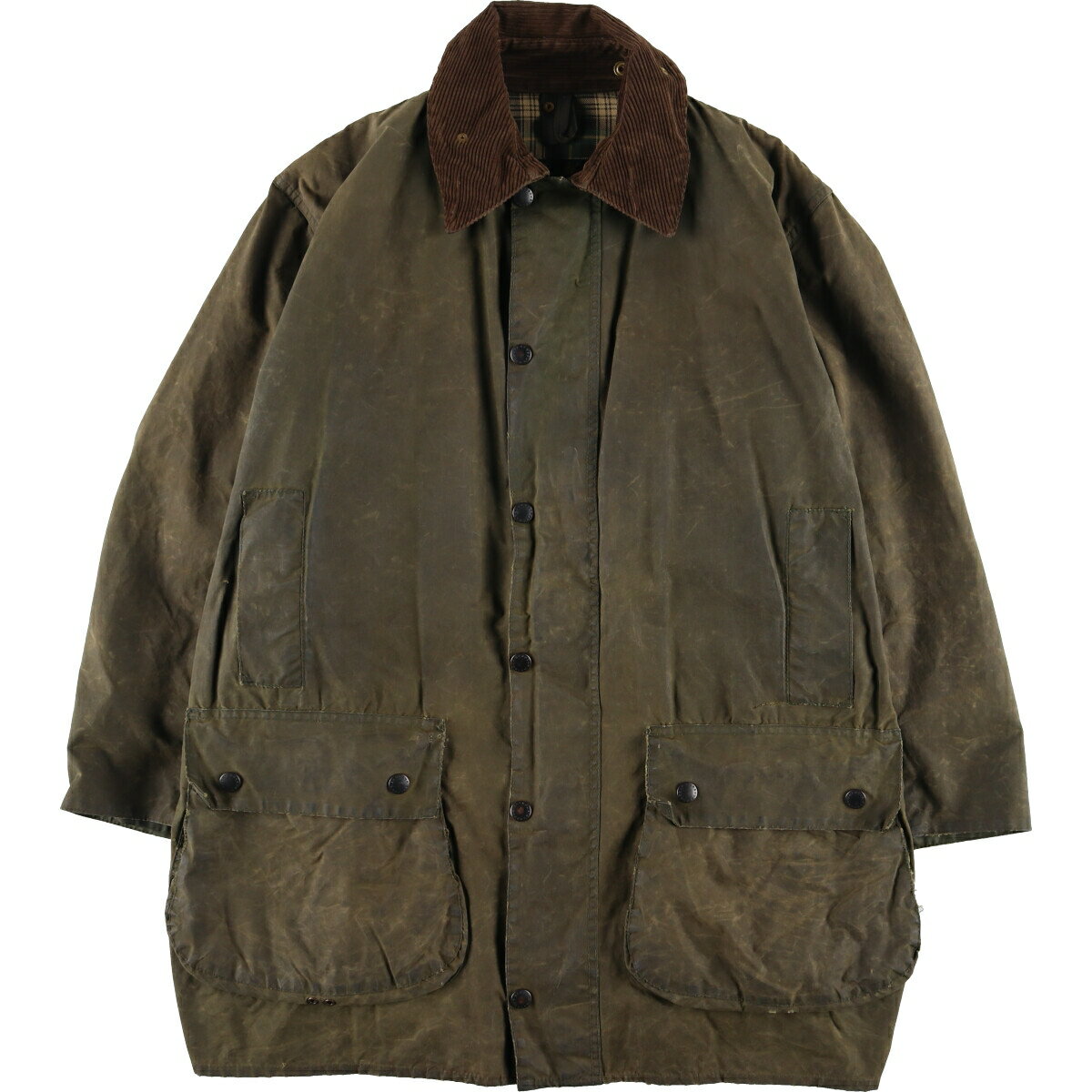 古着 90 039 S バブアー Barbour BORDER ボーダー 旧3ワラント ワックスコットン オイルドジャケット 英国製 C42 メンズL ヴィンテージ /eaa378759 【中古】 【231030】 【SS2403】