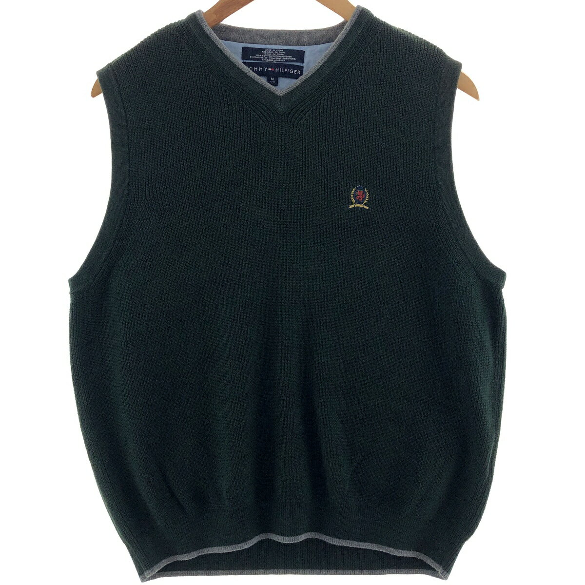 古着 トミーヒルフィガー TOMMY HILFIGER Vネック コットンニットベスト メンズM相当 /eaa381026 【中..