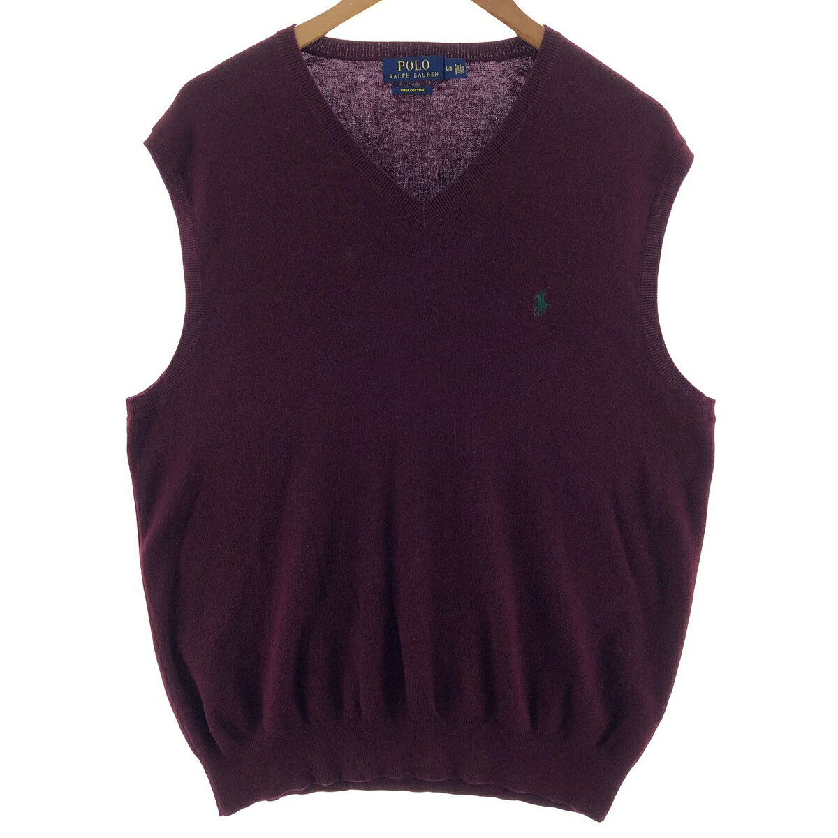 古着 ラルフローレン Ralph Lauren POLO RALPH LAUREN Vネック ピマコットンニットベスト メンズL相当 /eaa381037 【中古】 【251011】