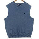 古着 ラルフローレン Ralph Lauren POLO by Ralph Lauren Vネック コットンニットベスト メンズM相当 /eaa381541 【...