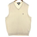古着 ラルフローレン Ralph Lauren POLO by Ralph Lauren Vネック コットンニットベスト メンズL相当 /eaa381598 【...