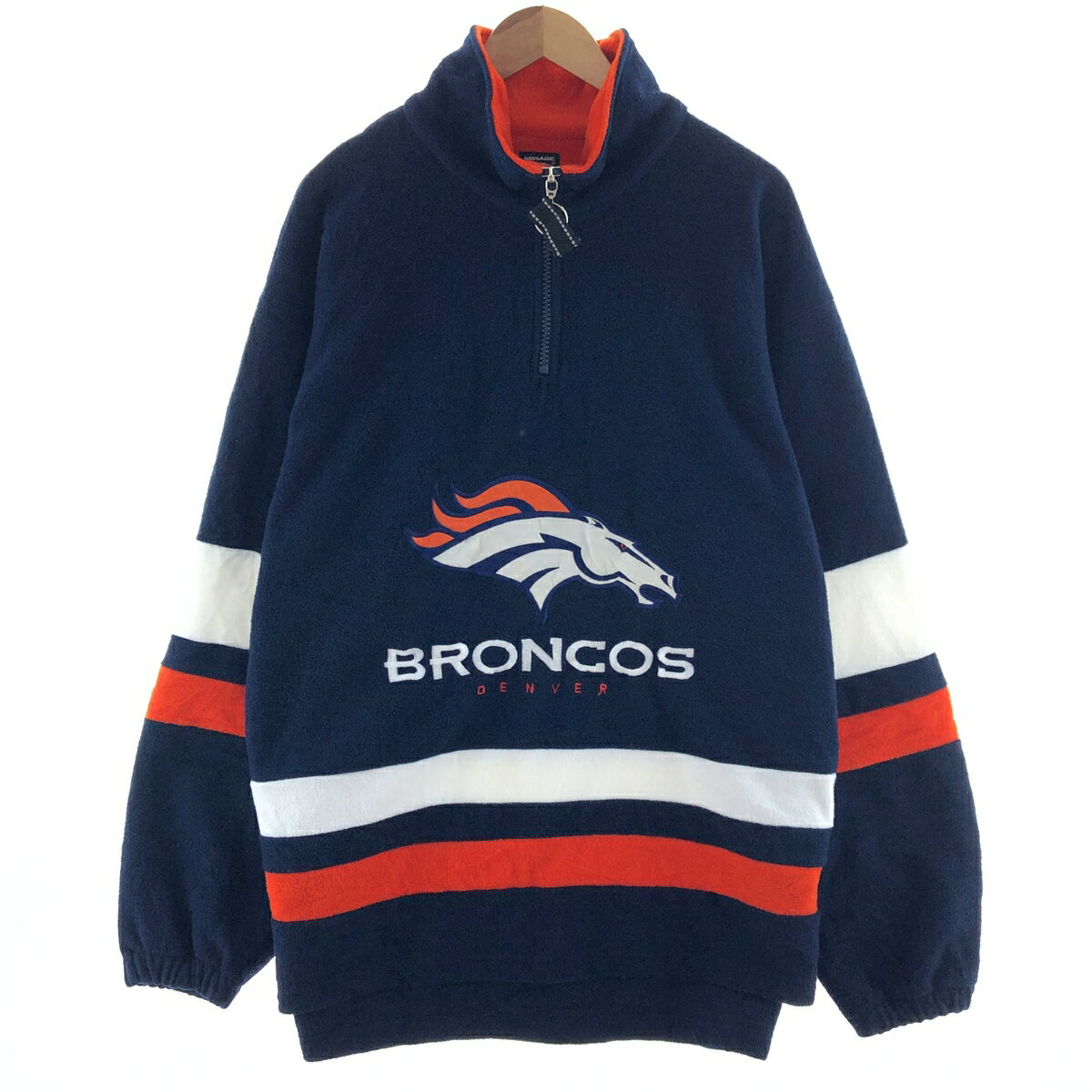 古着 90'S MIRAGE NFL DENVER BRONCOS デンバーブロンコス ハーフジップ フリースプルオーバー メンズM ヴィンテージ /eaa381822 【中..