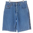 古着 90'S トミーヒルフィガー TOMMY HILFIGER JEANS デニムショーツ ハーフパンツ メンズw33 ヴィンテージ /eaa382712 【中古】 【240408】