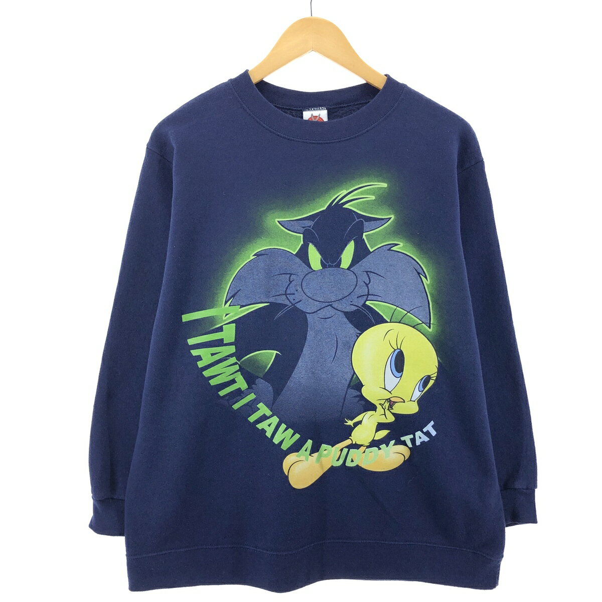 古着 ルーニーテューンズ LOONEY TUNES SYLVESTER CAT シルベスターキャット TWEETY トゥイーティー キャラクタースウェットシャツ トレーナー レディースXL /eaa384019 【中古】 【231020】【エルル】