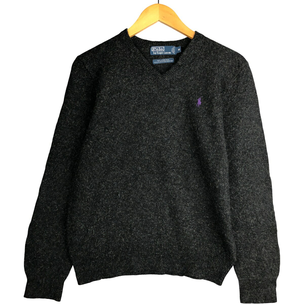 POLO】ポロラルフローレン ブラック ラムウールニット Lサイズ相当 