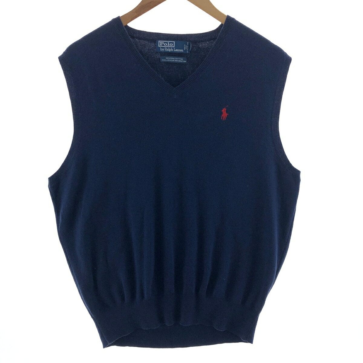 古着 ラルフローレン Ralph Lauren POLO by Ralph Lauren Vネック ピマコットンニットベスト メンズL相当 /eaa390044 【中古】 【241213】