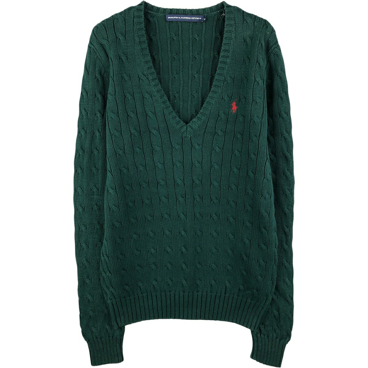Rakuten - 古着 ラルフローレン Ralph Lauren RALPH LAUREN SPORT ケーブル編み Vネック コットンニットセーター レディースM相当 /eaa391242 【中古】 【251024】 【Elulu/エルル】 【NH-2508】 【SS2606_10】