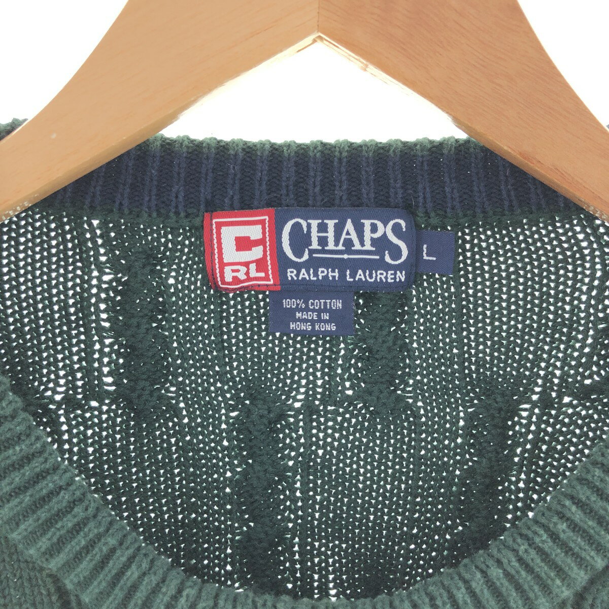 古着 90'S ラルフローレン Ralph Lauren CHAPS チャップス ケーブル編み コットンニットセーター メンズL相当 ヴィンテージ /eaa391289 【中古】 【241028】 【SS2509_30】