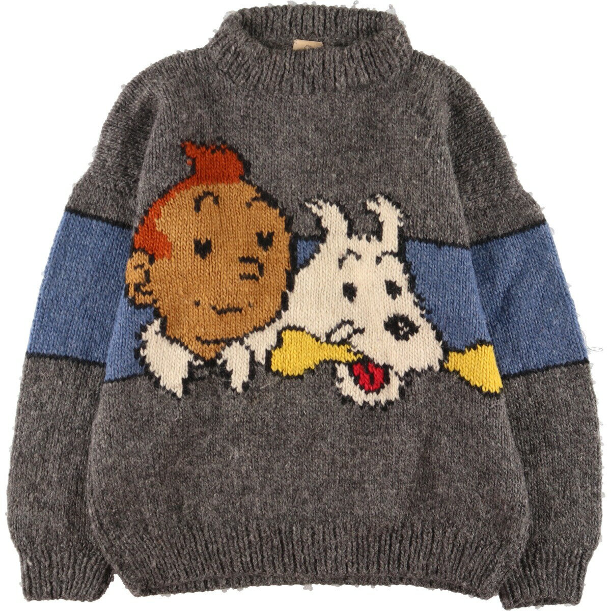 古着 TIN TIN タンタンの冒険 ウールニットセーター 英国製 メンズS /eaa395908 【中古】 【231122】