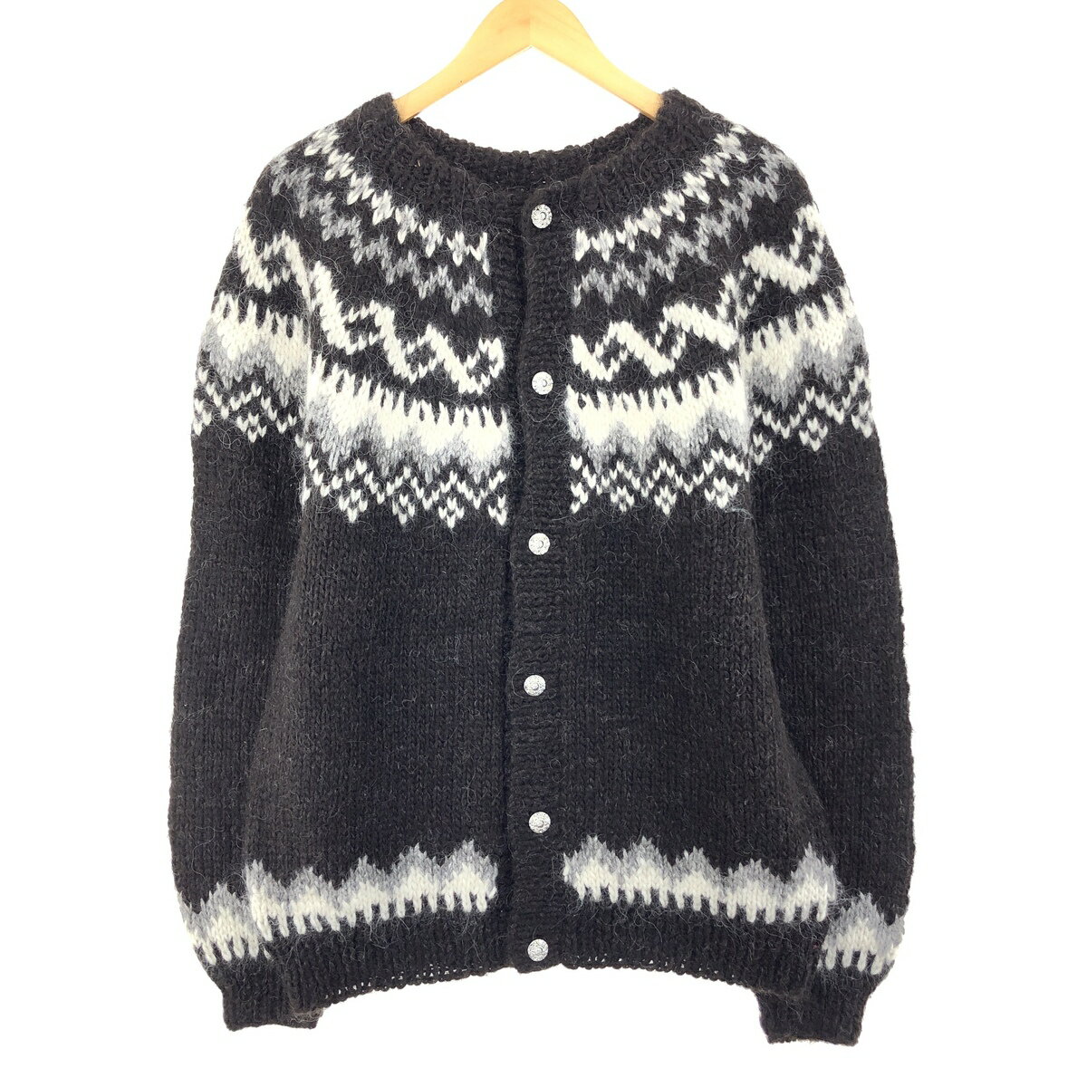 古着 総柄 ノルディック ウールニットカーディガン メンズL /eaa396363 【中古】 【231208】 【SS2406】