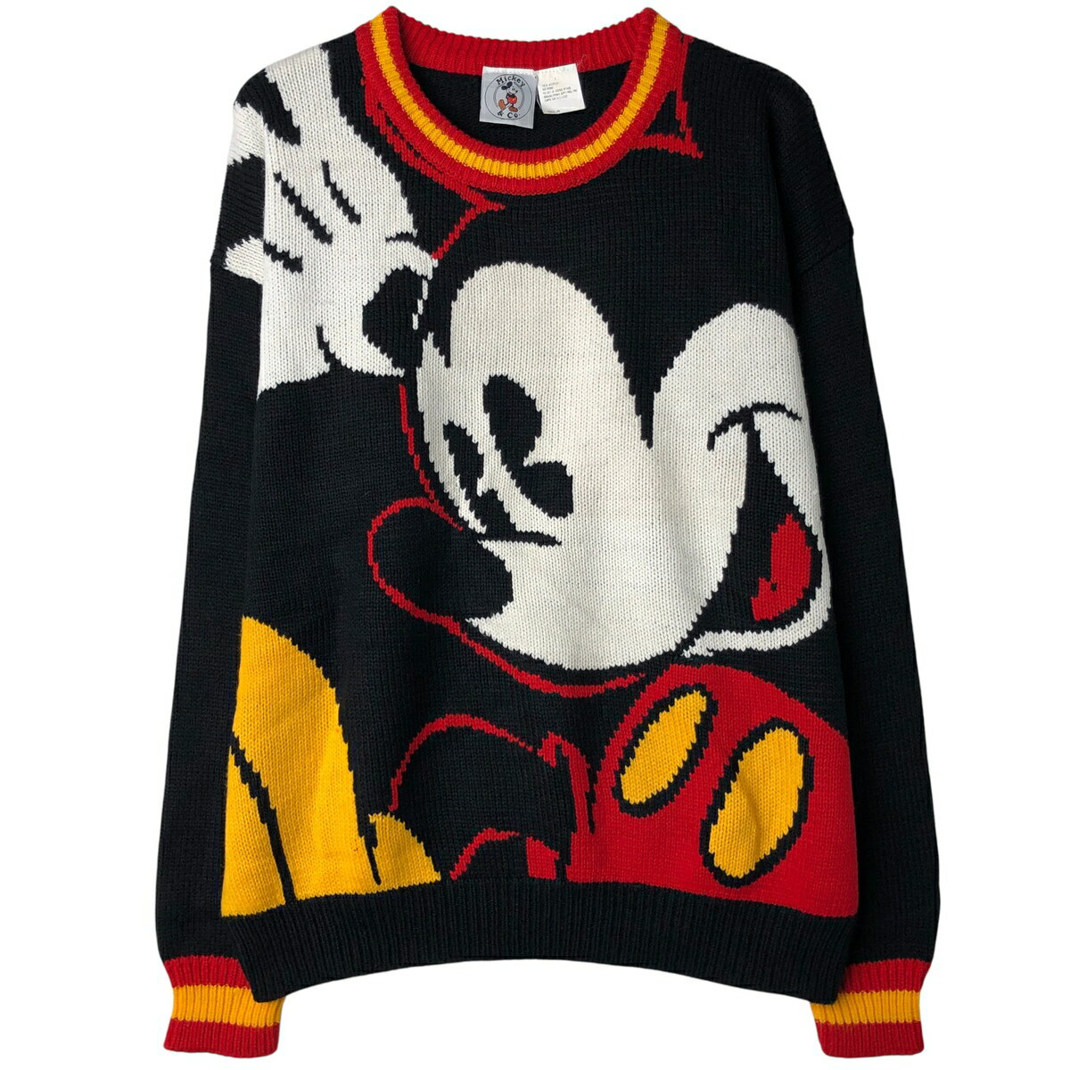 Rakuten - 古着 Micky&Co. MICKEY MOUSE ミッキーマウス 総柄 キャラクター アクリルニットセーター メンズL相当 /eaa399068 【中古】 【260223】 【SS2606_10】