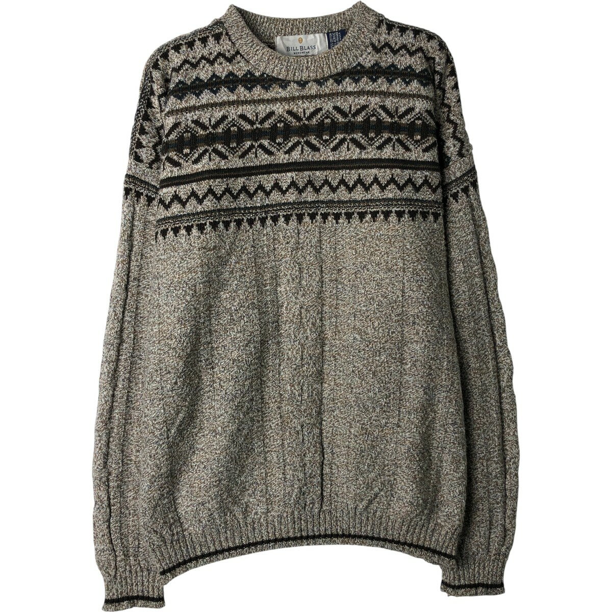 樂天商城 - 古着 90'S BILL BLASS 総柄 コットンニットセーター USA製 メンズL相当 ヴィンテージ /eaa399247 【中古】 【260220】 ベージュ系 秋冬