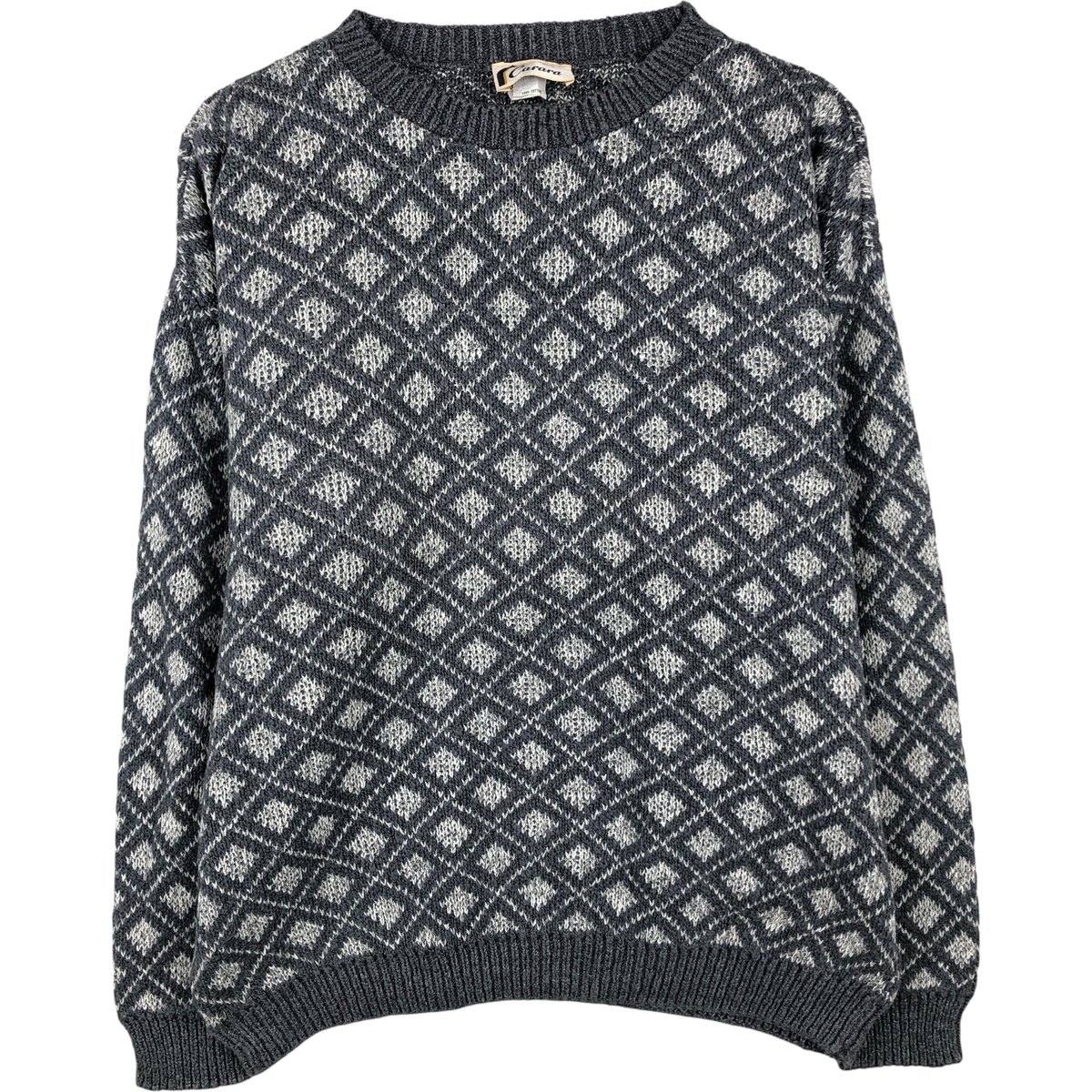 Rakuten - 古着 Carara ダイヤ柄 コットンニットセーター メンズL相当 /eaa399400 【中古】 【260223】 グレー系 秋冬