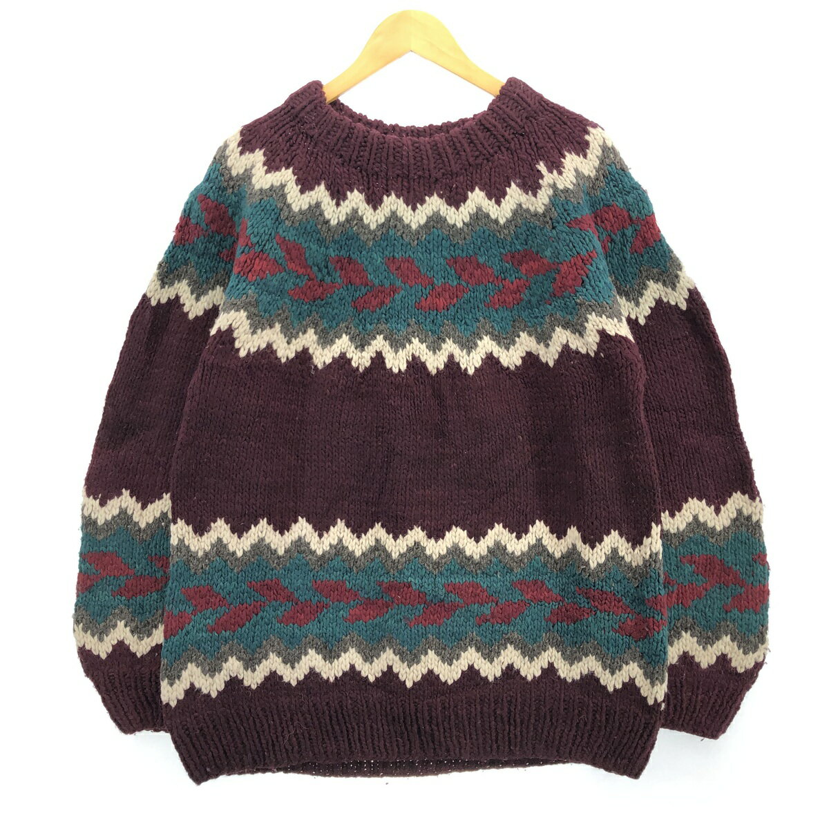 古着 LISA'S WILD WOOLIES 総柄 エクアドルニットセーター エクアドル製 メンズXL /eaa399610 【中古】 【240114】
