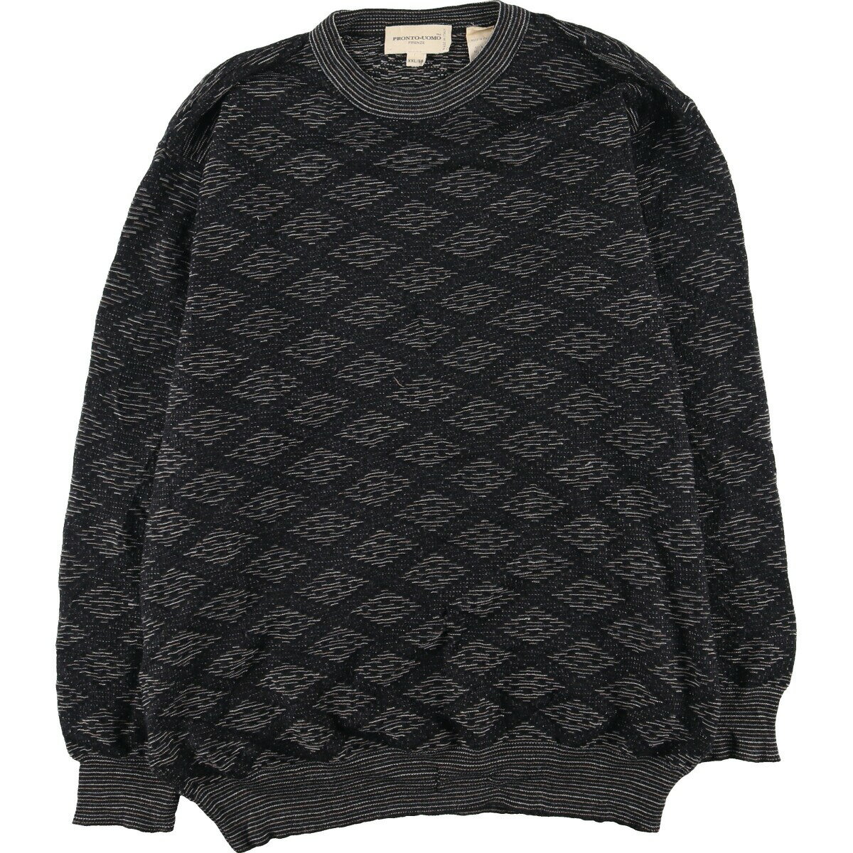 古着 PRONTO-UOMO 総柄 ウール×アクリル ニットセーター イタリア製 メンズXXL /eaa407379 【中古】 【231226】