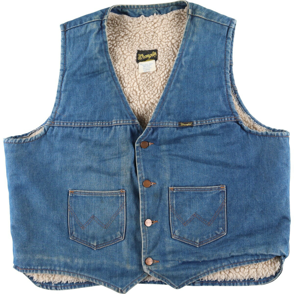 古着 70'S ラングラー Wrangler デニムボアベスト USA製 メンズXXL ヴィンテージ /eaa409170  