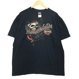 古着 00'S ハーレーダビッドソン Harley-Davidson ドクロ柄 スカル柄 モーターサイクル バイクTシャツ メンズXL /eaa410362 【中古】 【240512】