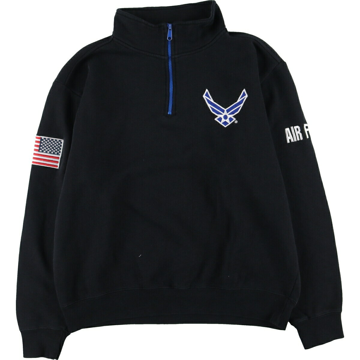 古着 ARMED FORCES GEAR com U.S.AIR FORCE ハーフジップスウェットシャツ トレーナー メンズL /eaa410494 【中古】 【240524】 ss2501_30