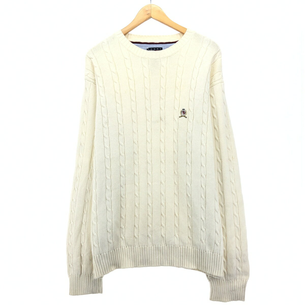 古着 90'S トミーヒルフィガー TOMMY HILFIGER ケーブル編み コットンニットセーター メンズL ヴィンテージ /eaa410855 【中古】 【240303】 【SS2406】