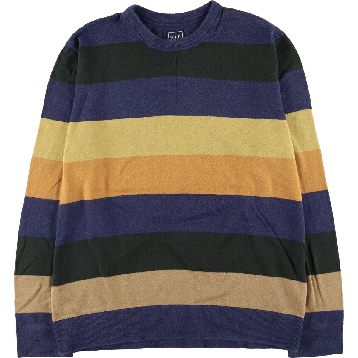 樂天商城 - 古着 00'S ギャップ GAP ボーダー柄 コットンニットセーター メンズL相当 /eaa410874 【中古】 【251018】 【SS2603_10】 ネイビー系 秋冬