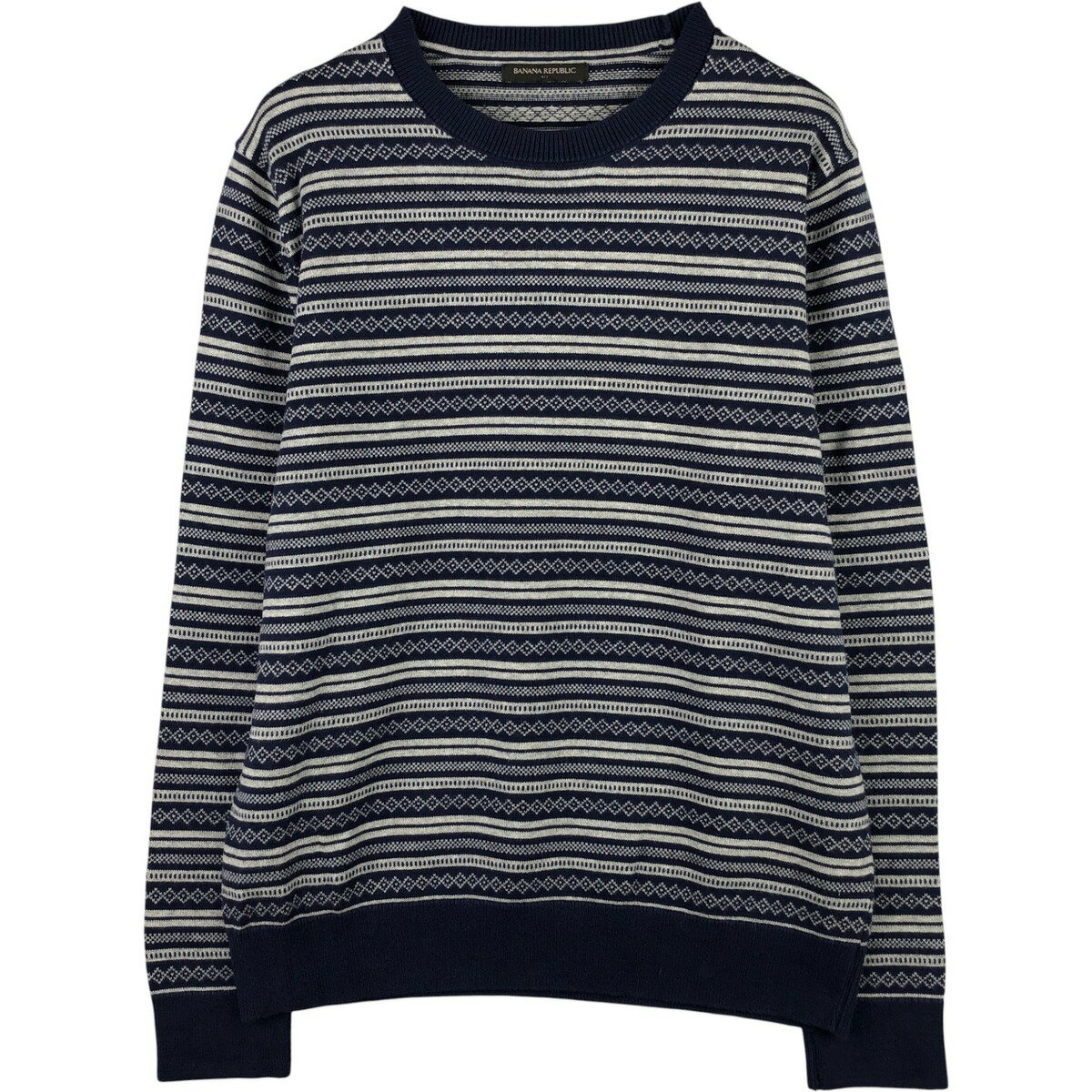 古着 00'S バナナリパブリック BANANA REPUBLIC 総柄 コットンニットセーター メンズM相当 /eaa410943 ..